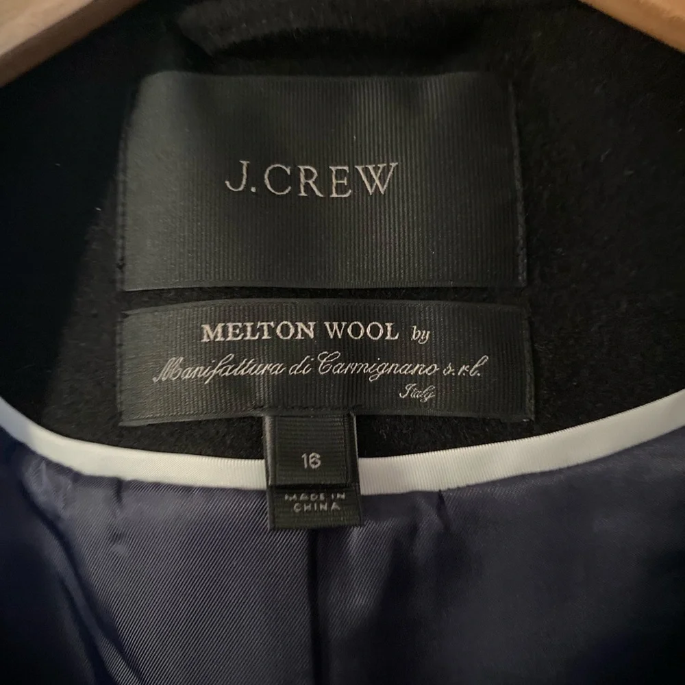 J.Crew Casual B4906 Wool Melton Hooded Coat Jacket 16 black